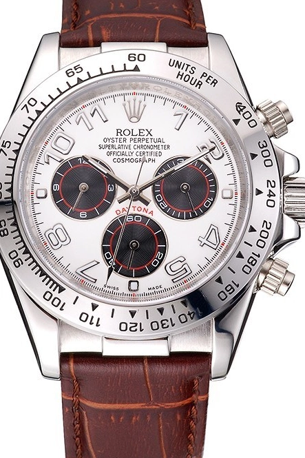 AAA Replica Watches Leather Steel Strap Rolex Dial Daytona Brown White Stainless Case 0702